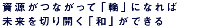 資源がつながって「輪」になれば 未来を切り開く「和」ができる